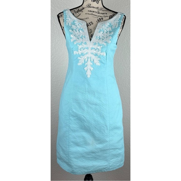Lilly Pulitzer - Women's Gabby Shift Dress with Coral Detail Blue, size 2 - Picture 2 of 15